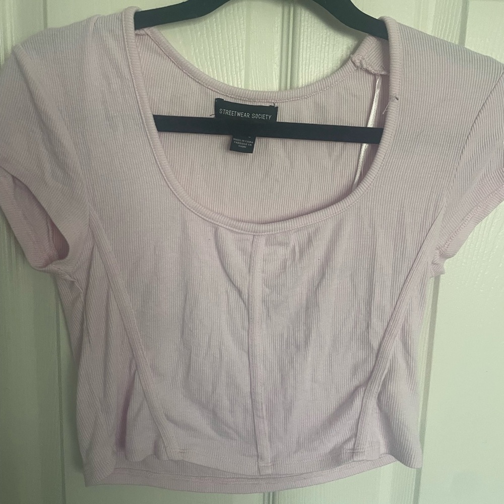 Streetwear Society Pink Fitted Crop Blouse